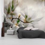 Bild von Karo-art Zelfklevend fotobehang – Witte Magnolia's, 7 maten, Premium Print, geen lijm nodig, instructie bijgesloten, water- en UV bestendig 147x105cm