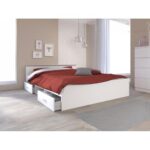 Produktbild von Unique Bed met opbergruimte 140 x 190 cm – 2 laden en 1 nis – Kleur: wit + bedbodem – PABLO