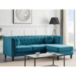Bild von Unique Omkeerbare hoekbank van blauwgroen velours TURNER