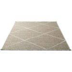 Bild von Sansibar Vloerkleed Braderup Vlakweefsel, modern Scandi ontwerp, ruitmotief, met franjes beige